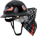 Full Brim Hard Hats Construction OSHA Approved with Visor-Vented Hard Hat with Neck Gaiter with Ear Loops,Safety Hard Hats for Men with Chin Strap ANSI Z89.1 Type 1 Class C,6-pt Suspension