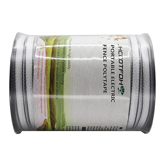 Electric Fence Polytape, 5 Strands of Electrical Conductors Poly Electric Fence Tape, 656 Feet Roll