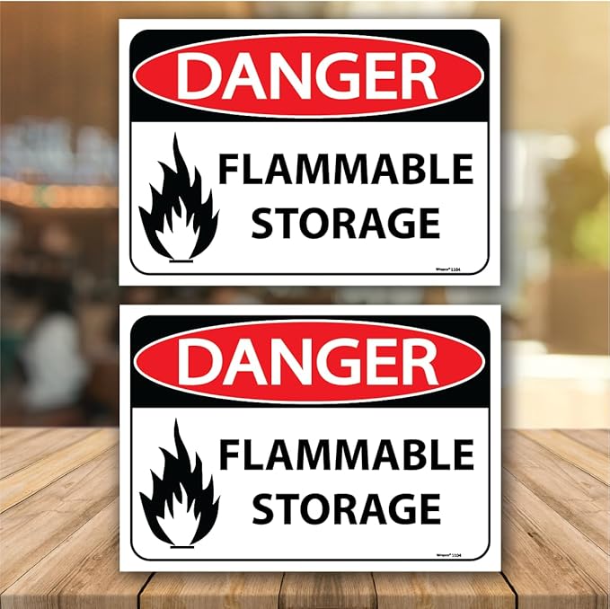 (2 pack) Danger Flammable Storage Cabinet Label, 7 x 10 Size, Flammable Storage Sign, Stickers, Decals. for Safety Cabinet, Locker, box, Room.