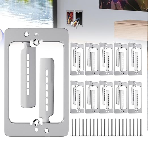 Low Voltage Mounting Bracket 1 Gang, 10 Pcs Single Gang Drywall Brackets for Fixing Loose Outlets or Adding New Outlet, Wall Plate Repair Spacer, Metal Low Voltage Bracket for Drywall (Pack of 10)