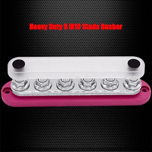 6 x M10 (3/8") Studs Power Distribution Block Bus Bar 12V, Ampper 7" HD 300A Marine BusBar Battery Distribution Block W/Cover for Car Boat Solar (Red)