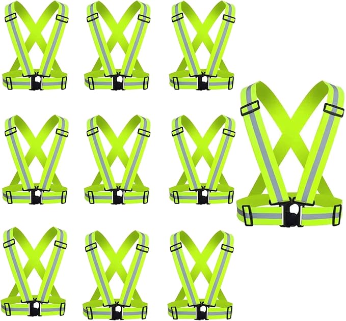 Reflective Safety Vest 2pcs - High Visibility Vest Adjustable Straps for Outdoor Jogging, Cycling, Walking and Riding