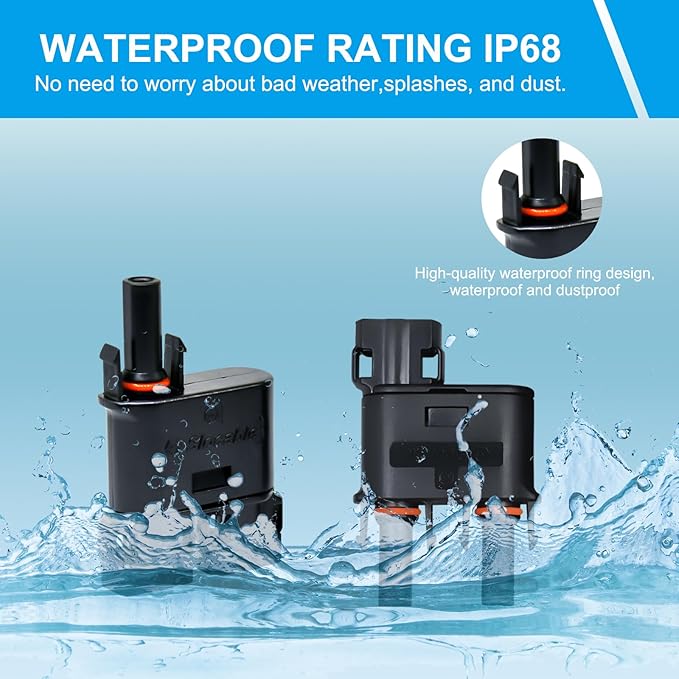 Solar Branch Connector, Y Connector IP68 50A 1500V Solid Copper Terminal, MMF+MFF for Parallel Connection Between Solar Panels
