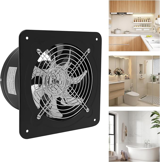 8 Inch Exhaust Fan, 110V 80W Industrial Axial Flow Fan Portable Ventilation Fan with Backdraft Damper, Wall Mount Utility Blower Ventilator Extractor for Garage Shops Kitchen, 2600RPM