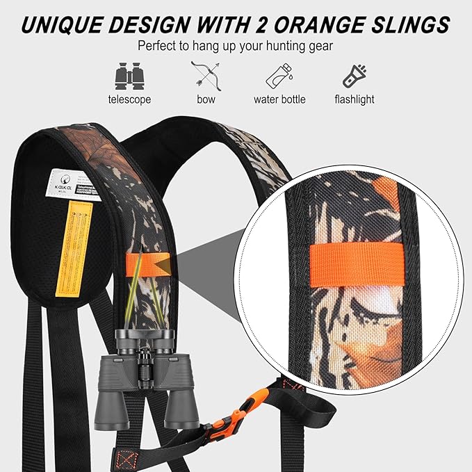 Kalkal Tree Stand Harness, Hunter Safety System with Whistle Aid, Adjustable Lightweight Hunting Harness for Hunting M/L/XL