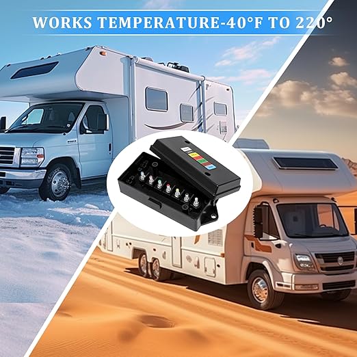 2 Set 7 Way Trailer Junction Box Weatherproof 7 Gang Color Coded Solid Studs Electrical 7 Way Trailer Wire Junction Box 7 Pole Waterproof for RV Camper Caravans Boat Rewiring - Black