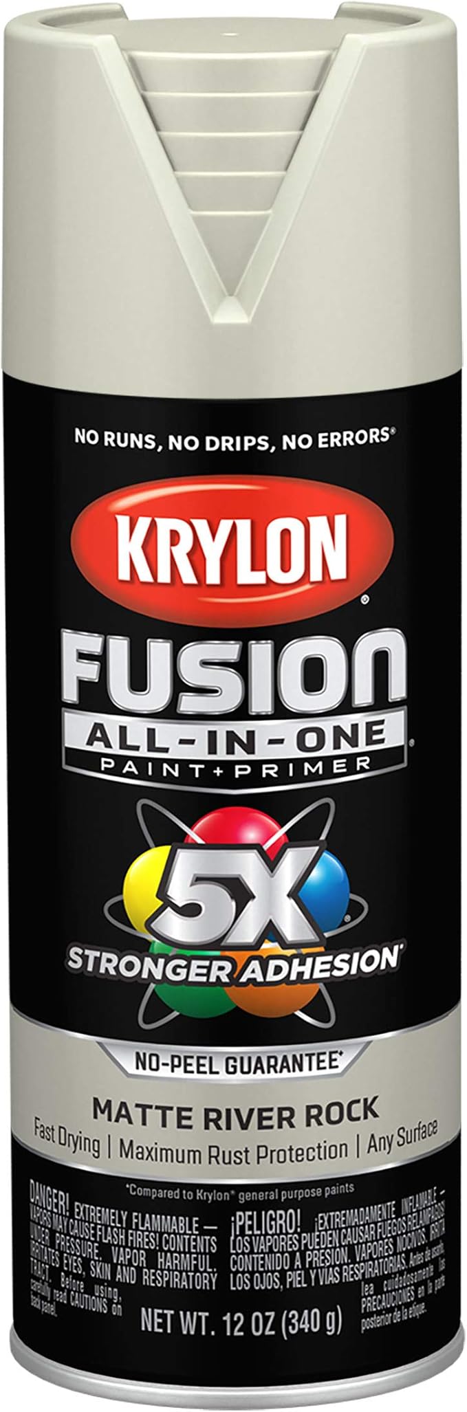 Krylon Fusion All-In-One Adhesive Spray Paint for Indoor/Outdoor Use, 12 oz, River Rock
