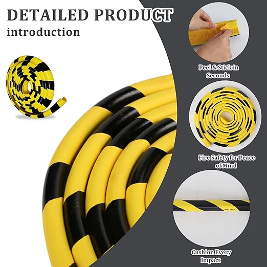 Heavy-Duty Wall & Corner Guards – 5M Self-Adhesive NBR Rubber Protection with Yellow/Black Stripes for Parking Columns & Garage Safety