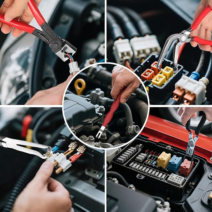 5 Pcs Automotive Electrical Disconnect Pliers Set, Professional Electrical Connector Removal Tool and Hose Clamp Pliers, Electrical Plug Connector Separator Tool for Cars, Trucks, SUVs