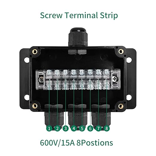 ABS IP67 Waterproof Dustproof Electrical Junction Box, with 15A 600V Barrier Terminal Cable Connector, 1 in/3 Out Power Junction Box（3.93 * 2.67 * 1.96in）