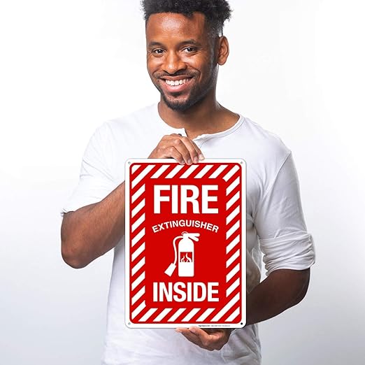 Fire Extinguisher Inside Sign, Fire Safety Sign, 10x14 Inches, Rust Free .040 Aluminum, Fade Resistant, Indoor/Outdoor Use, Made in USA