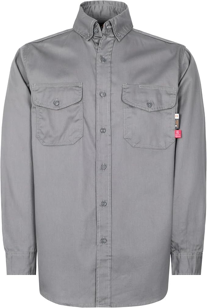 KONRECO FR Shirts for Men 6.5oz Lightweight Work Uniform Flame Resistant Welding Shirt/Water & Stain Repellent