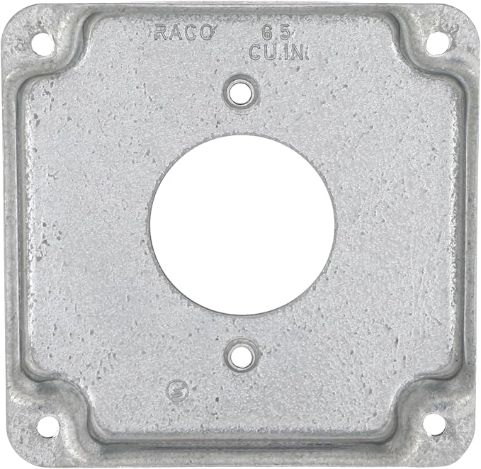 Hubbell-Raco 812C 20A Receptacle 1.594-Inch Diameter 4-Inch Square Exposed Work Cover