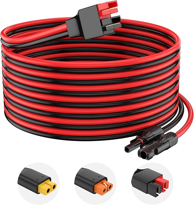 12AWG Solar Connector to Anderson Adapter Extension Cable Solar Panel to Potable Solar Power Generator/RV Foldable Solar Panel/Portable Power Station(15FT)