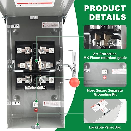 Manual Transfer Switch 100 Amp NEMA 4X, Generator Transfer Switch for Home Generator, Manual Heavy Duty Double-Throw 120/240 Volt, 24000W for Outdoor Indoor Use