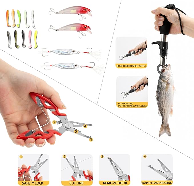 Collapsible Fishing Rod and Reel Combo, BalanZze Telescopic Fishing Rod with Spinning Reel, Portable Collapsible Fishing Pole Kit for Saltwater and Freshwater – Ideal Fishing Gift
