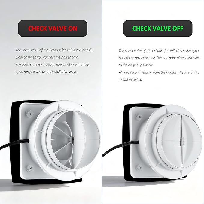 4inch Exhaust Fan, Window Wall Mount Vent Extractor Black Ventilation Fan w/Button Switch, Cord for Kitchen Bathroom Workshop Garage