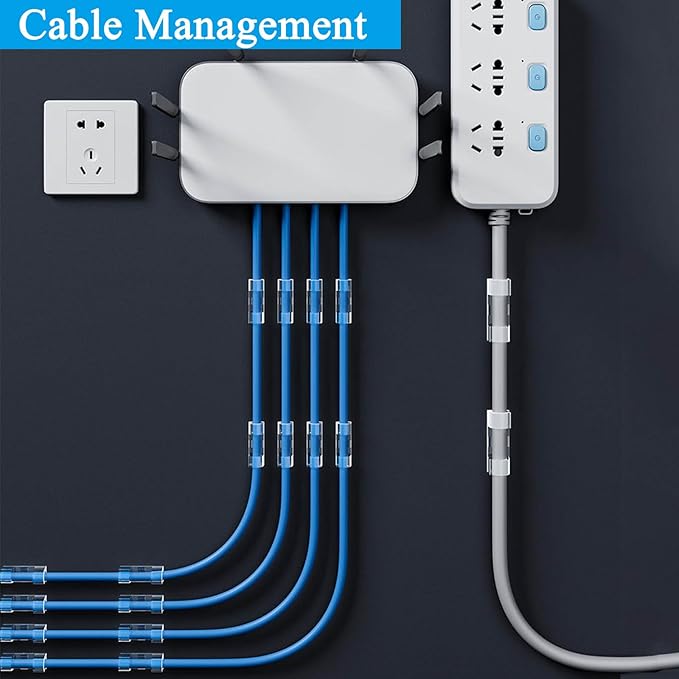 80 PCS Cable Clips (Small & Large),Adhesive Cable Clips for Wall,Finisher Wire Clamp for TV PC Laptop,Cable Management Clips Outdoor Light Clips