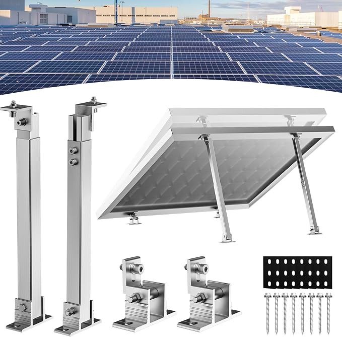 1 Set Adjustable Solar Panel Tilt Mount Brackets Aluminum Alloy Mounting Bracket Stand Systems Support 50W 70W 100W 150W 200W 300W 400W Panels for Roof/Boat/Flat Surface