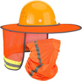SATINIOR 2 Pcs Sun Hard Hat Neck Protection High Visibility Full Brim Mesh Sun Protection and Neck Gaiter Bandana Face Scarf for Construction Helmet Hard Hat Accessories, Reflective(Orange)