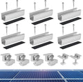 Solar Panel Mounting Brackets, 6 Pcs Aluminum Solar Panel Bracket Kit with Mounting Rails Mid & End Clamps, Solar Panel Mount for Rooftop Tin Flat Metal Roof RV Boat PV Modules Fixing Installation