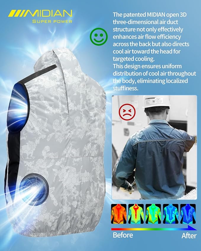 Air Conditioning Vest with 30V High-Power Fans 20000mAh Battery Cooling Workwear for Hot Summer Outdoor & Industrial Use