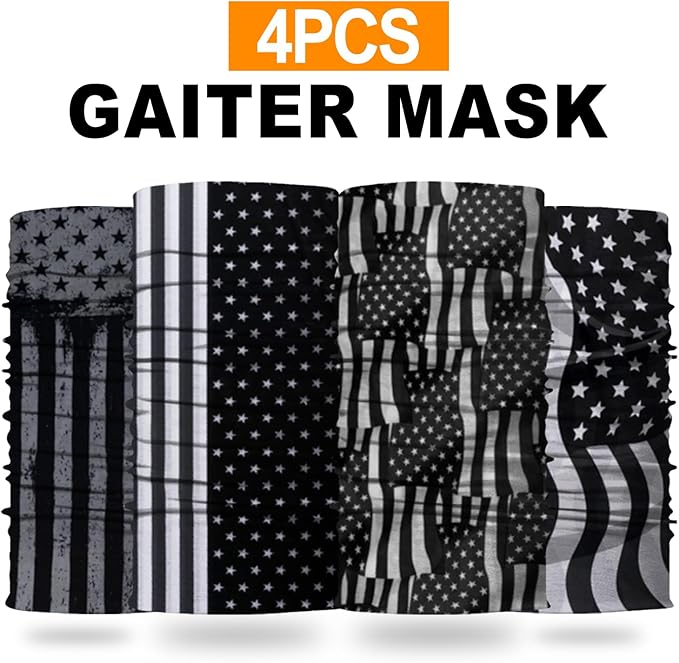 4Pack Neck Gaiter for Men Women Face Cover Mask Head Wrap Balaclava Headwear Bandana Headband Magic Scarf