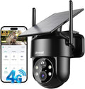 4G LTE Cellular Solar Security Cameras Wireless Outdoor,No WiFi Cameras for Home Security,2K Surveillance Camera Lenses,Spotlight Siren Alarm,AI Detection,SD/Cloud Storage, Wire-Free
