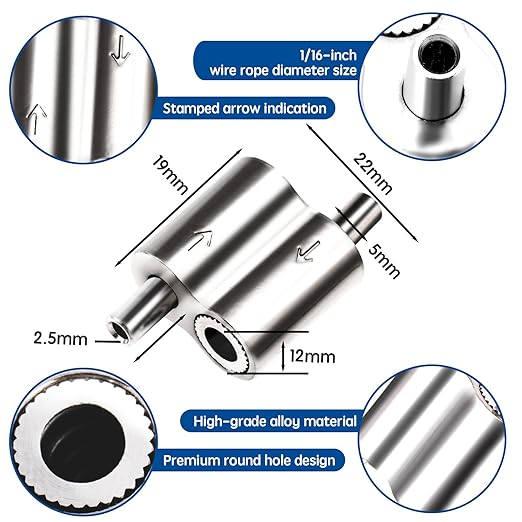 24 PCS Wire Clamp Tool Kit - 8 M2 Two-Way Wire Rope Cable Clips, 8 M3 Stainless Steel Thimbles, 8 M3 Aluminum Crimping Loop Sleeves for 1/16" Wire Rope Rigging, Tent Rope, Guard Railing for Outdoors