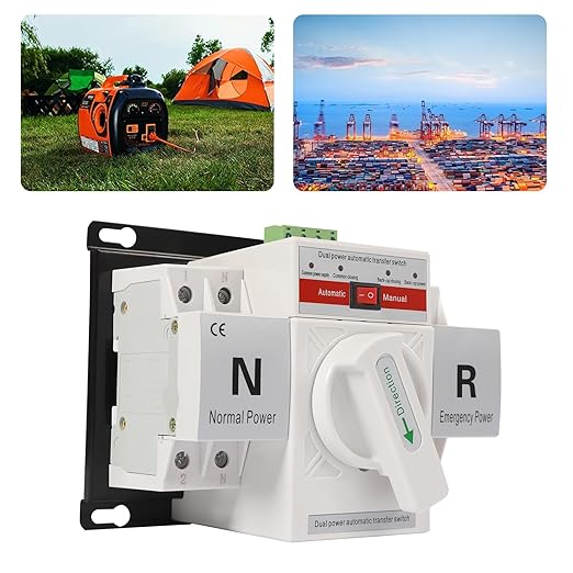 Dual Power Automatic Transfer Switch 63A 2P/4P 110V Generator Changeover Switch Tool Electronic Power Circuit Breaker Controller 50HZ/60HZ (2P/63A White)
