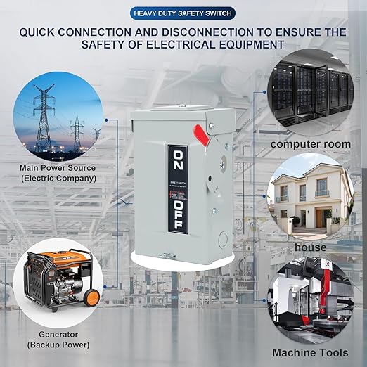 3P 30Amp 240V 3 Wire Heavy Duty Safety Switches，Ac Disconnect Switches Box，Quick Disconnect Safety Switch