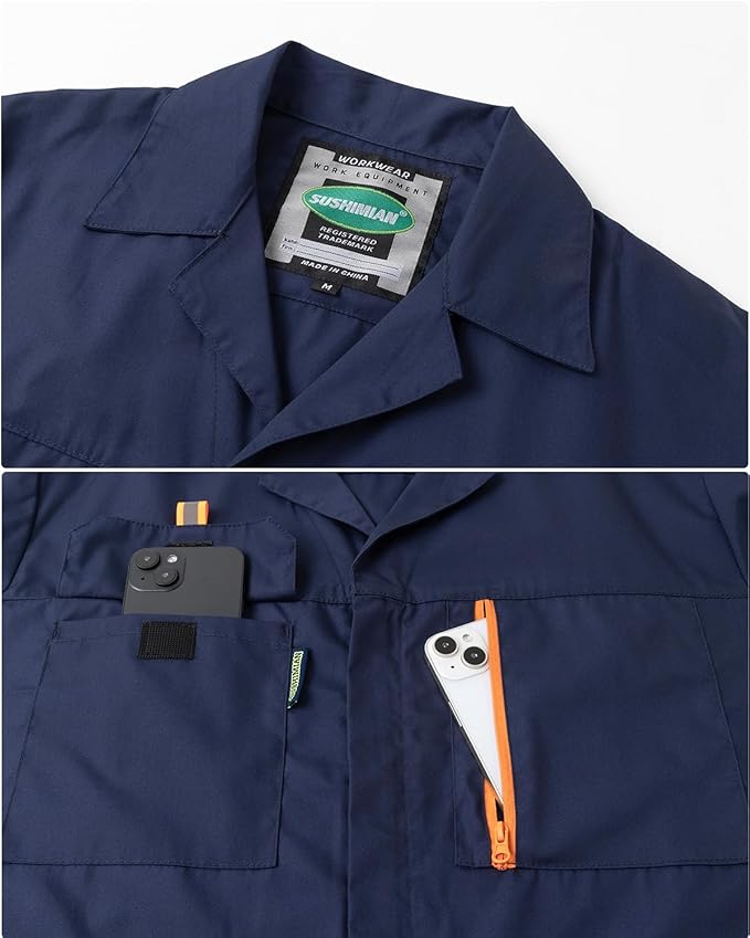 Mens Short Sleeve Coveralls Work Mechanics Jumpsuit Summer Overall Work Suit Breathable Crawl Suit Coverall