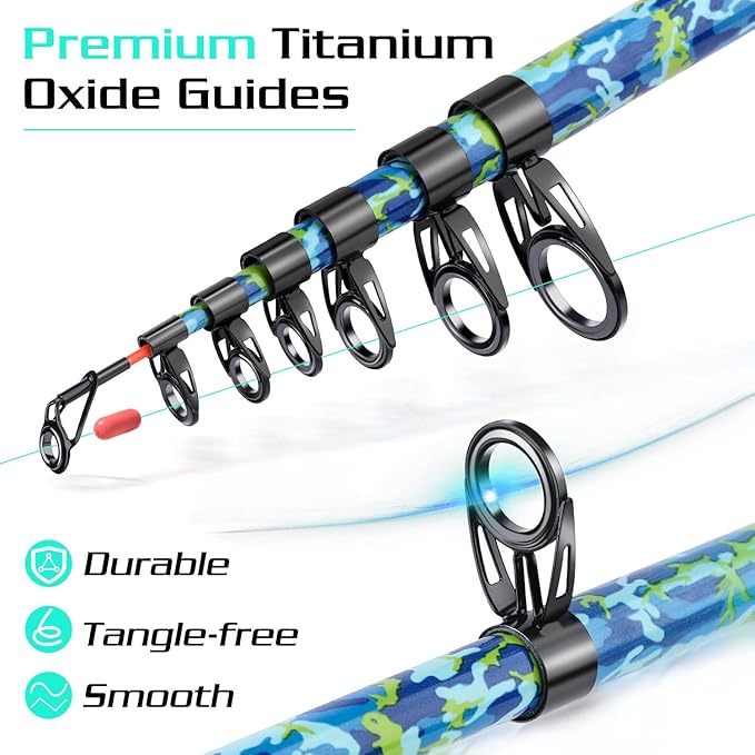 Sougayilang Telescopic Fishing Rod and Reel Combos, Full Kit with Carrier Bag, 11+1 Bearings Spinning Reel, Carbon Fiber Travel Fishing Pole for Saltwater Freshwater