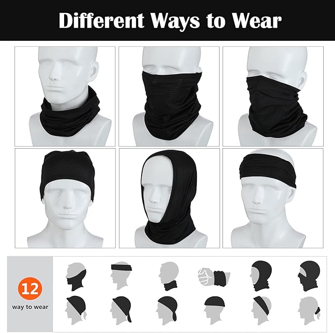 Geyoga Neck Gaiter Bandana Face Mask Summer UV Protection Cooling Breathable Face Mask Neck Scarf Balaclava for Men Women