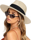 FURTALK Womens Mens Wide Brim Straw Panama Hat Fedora Summer Beach Sun Hats UPF Straw Hat for Women