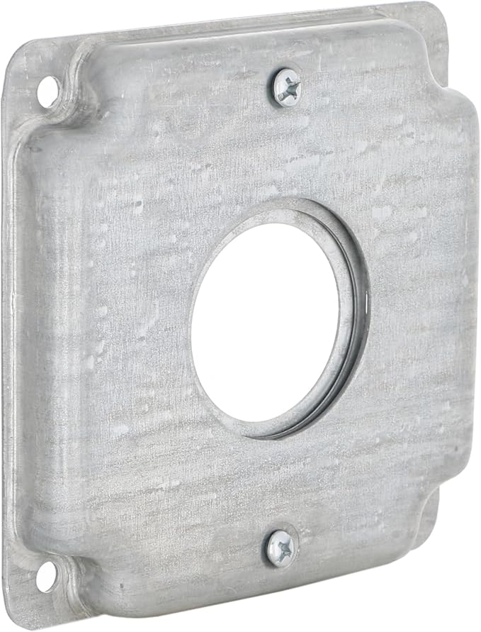 4 in. Square Cover, Universal Exposed Work, 1-Round Device, 3-in-1 Plates
