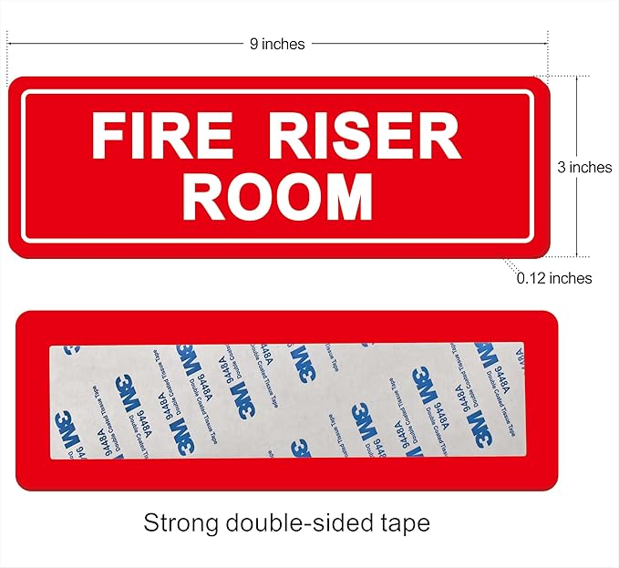 Fire Riser Room Sign – Made from Premium Durable Acrylic Material, Super Strong Self-Adhesive, Quick Installation, Perfect for Your Business and Home (9x3 Inches, Red)