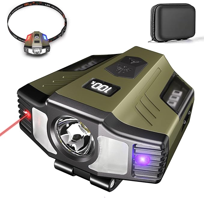 LED Hard Hat Light, 800Lumens Rechargeable Dimmable Clip on Cap Lights, 180°Adjustable Hat Flashlight Headlamp Waterproof for Running, Camping, Hunting, Cycling