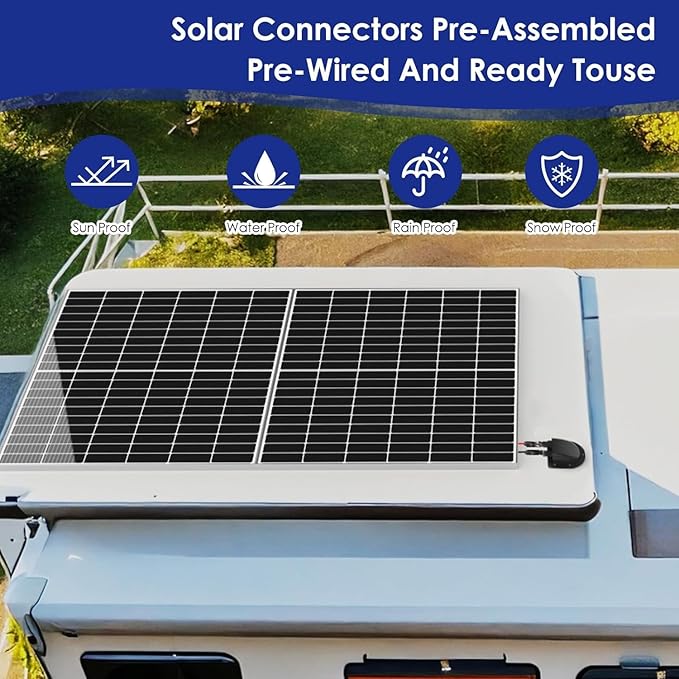 Waterproof Solar Cable Gland Entry Housing Solar Junction Box Fit for roof Panels on RV Boat, Camper, Van, Building, Garage, Shack, with 10Ft 10AWG Solar Extension Cable Connector