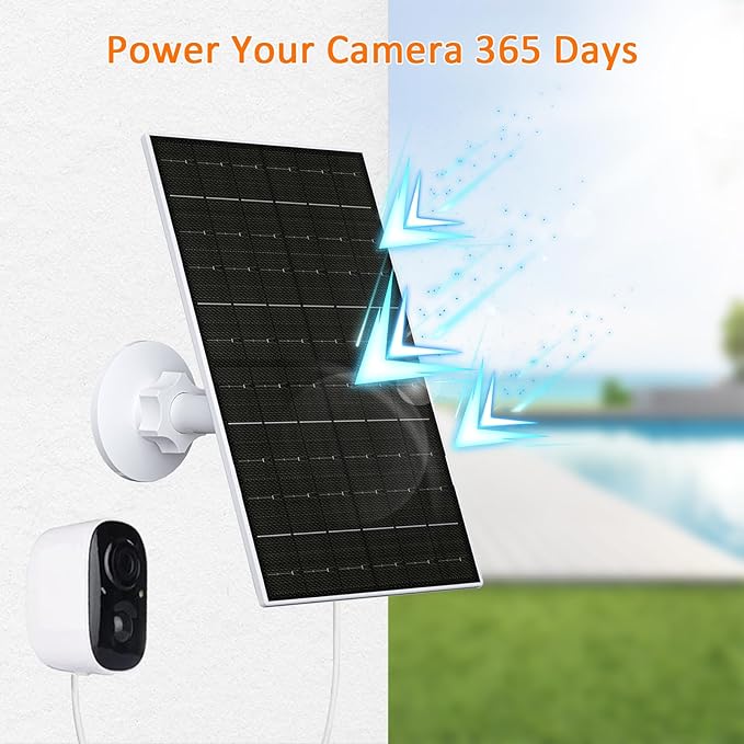 FUTUREZEN 6W Solar Panel for Security Camera Outdoor, 5V USB/USB-C Solar Charger Compatible with Rechargeable Battery Cameras, IP66 Waterproof, 360° Adjustable Mount, 9.8ft Cable (2 Pack, White)