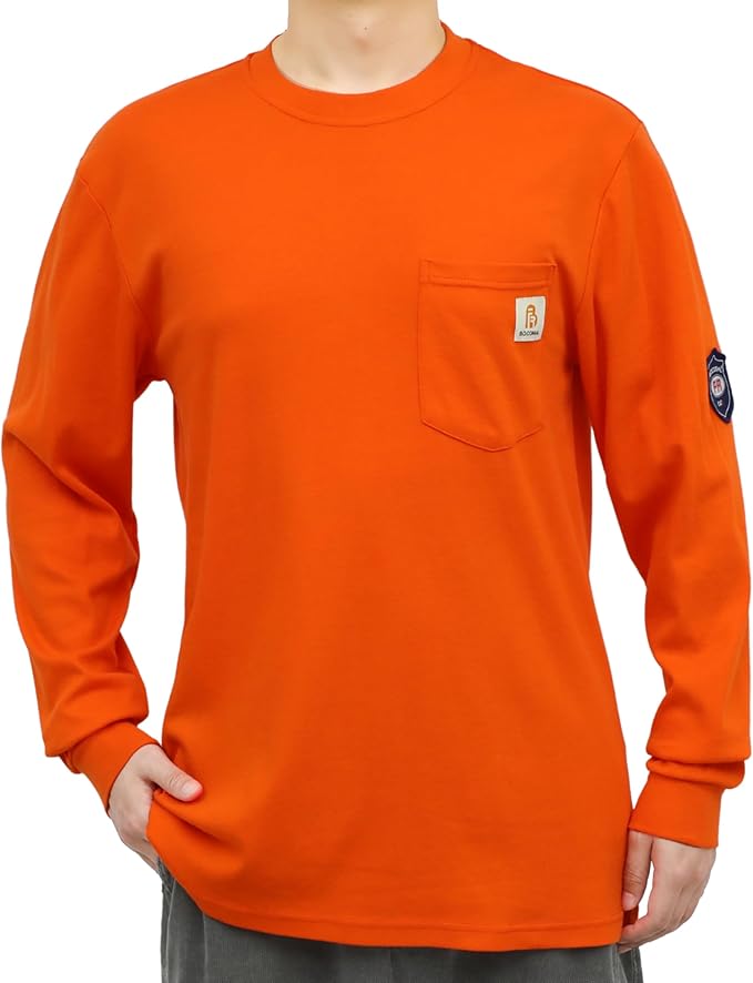 BOCOMAL FR Shirts Lightweight Classic Crew Long Sleeve Fire Resistant Shirt CAT2