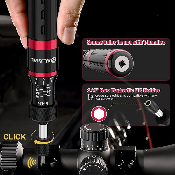 Torque Screwdriver Wrench Driver Set, 41 Pcs 8-70 Inch Pound Torque Screwdriver Set, 1/4" Small Torque Wrench Screwdriver for Bike, Scope Mounting & Device Assembly