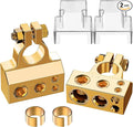 Battery Terminal Connectors, 0/4/8/10 Gauge AWG Battery Terminal, Positive Negative Battery Terminals, with 2 Clear Covers and Shims, Battery Connectors for Car, Marine, Truck, Motorcycle