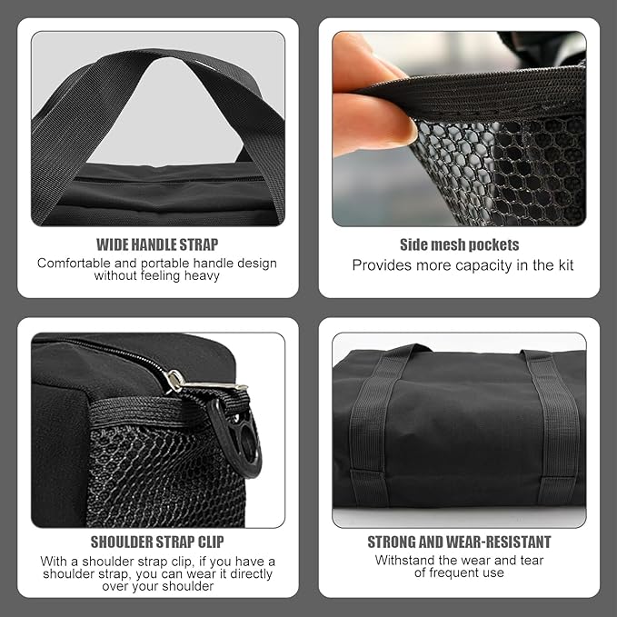 Small Tool Bag,Close Top Wide Mouth Tool Organizer Bag,Large Capacity Tool Bags for Men,Canvas Tool Storage Bag for Storage Handbag for Screwdrivers,Wrench (Shoulder strap+Black, 18 Inch)