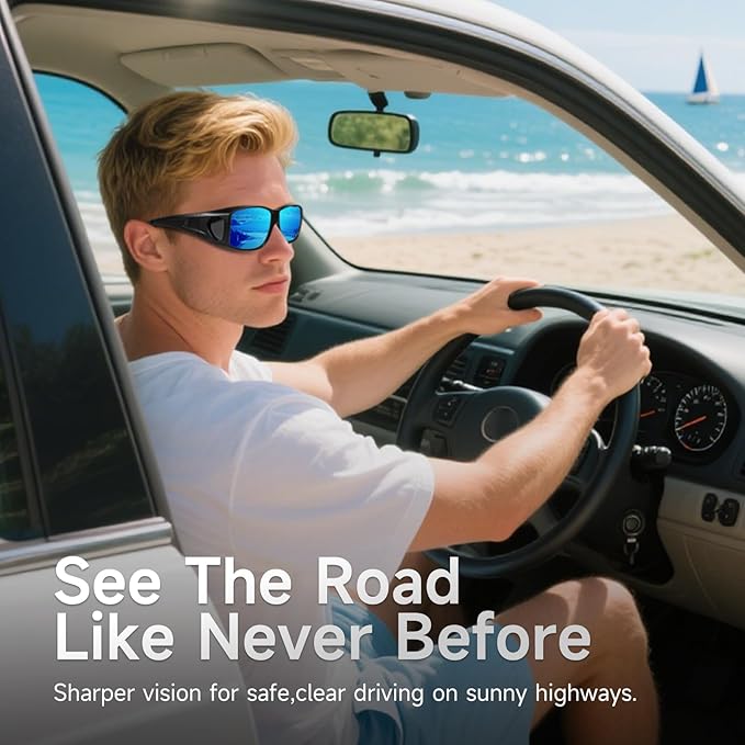 Night Driving Glasses Night Vision Glasses Fit Over Glasses Polarized Anti-Glare UV400 Gift for Men Women