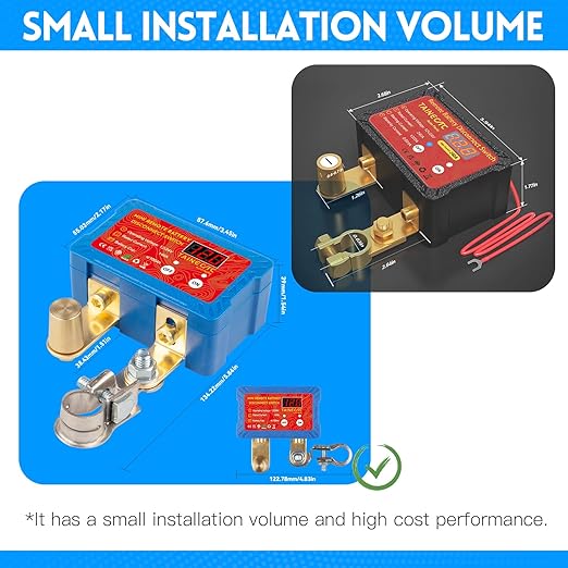 Battery Kill Switch for Car - Remote Battery Disconnect Switch 12V/24V 140A with LED Voltage Display | Anti-Theft & Battery Drain Protection | Compact Design for Vehicles Battery Up to 100AH