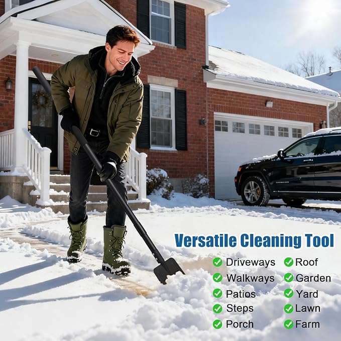 Heavy Duty Flat Shovels Ice Scraper - 67" Long Handle Winter Ice Remover Chopper for Outdoor Floor Freezer,Concrete Tile Cleaning, Metal Snow Removal Scrapers for Driveway & Sidewalk