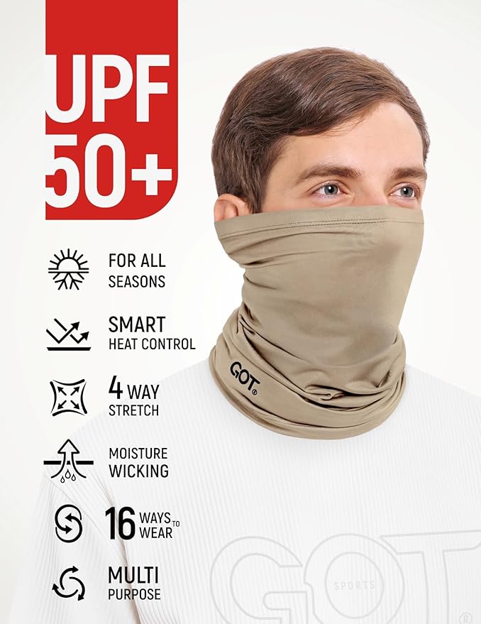 GOT Sports Cooling Neck Gaiter - UPF 50+ Fishing Face Mask for Men Women - Thermoregulation & UV Sun Protection