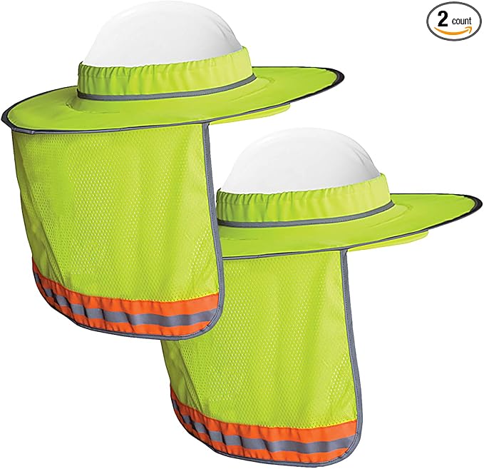 Wolf High-Visibility Orange Reflective Full-Brim Hard Hat Mesh Sun Visor Neck Shade