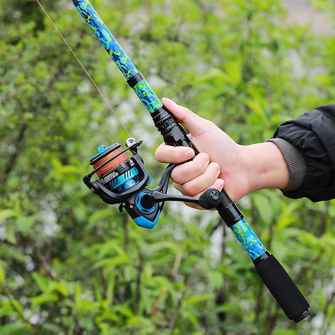 Sougayilang Telescopic Fishing Rod and Reel Combos, Full Kit with Carrier Bag, 11+1 Bearings Spinning Reel, Carbon Fiber Travel Fishing Pole for Saltwater Freshwater